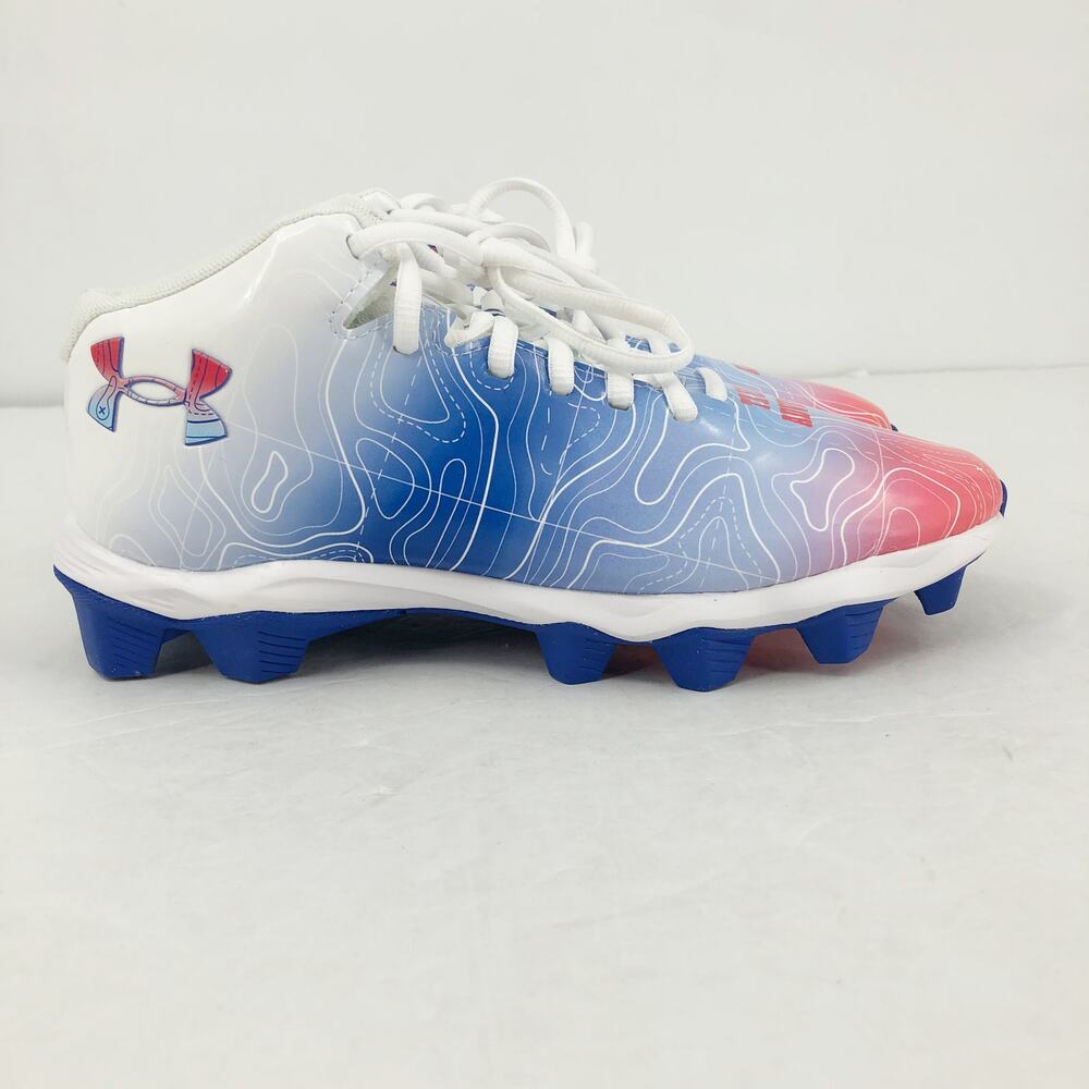Under Armour Spotlight Fran RM 4 TX Football Cleats KIDS 6 Red White Blue NWOB - Picture 4 of 13